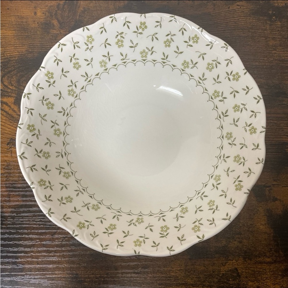 Vintage Ironstone Green Floral Bowl